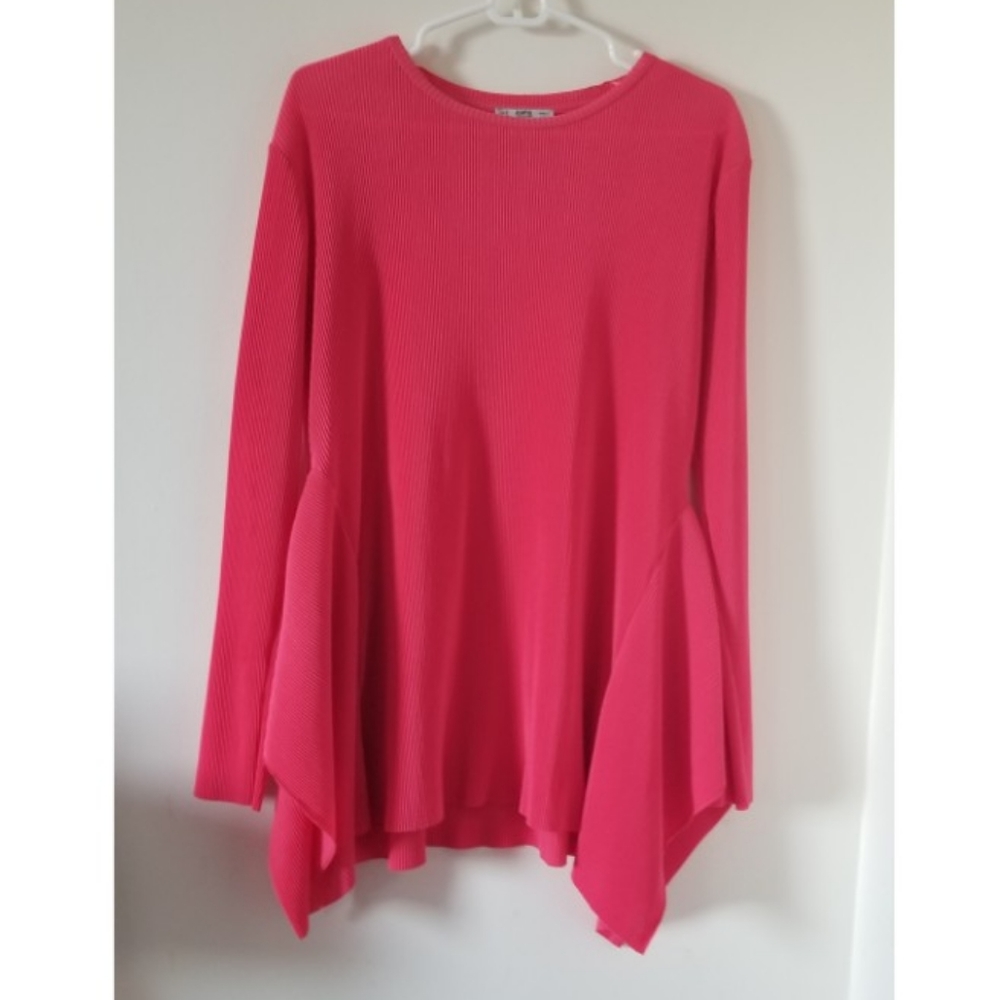 Zara barbie pink asymmetrical ribbed tunic blouse